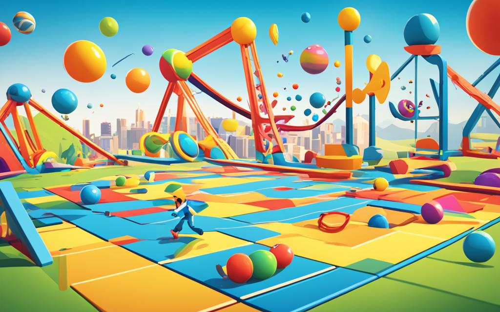 colorful platforms and obstacles