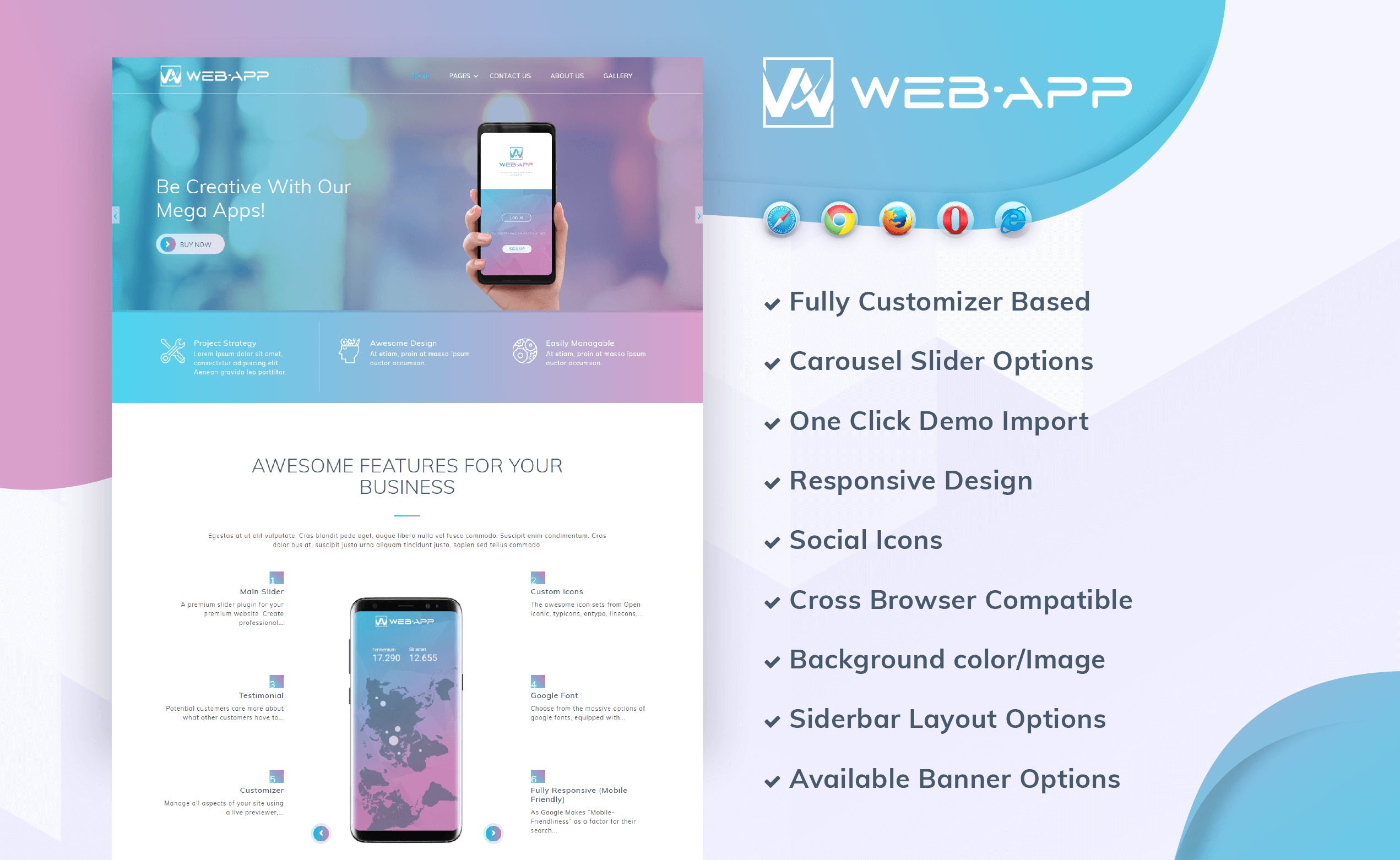 Web App - A Best Responsive WordPress Free Theme for Application